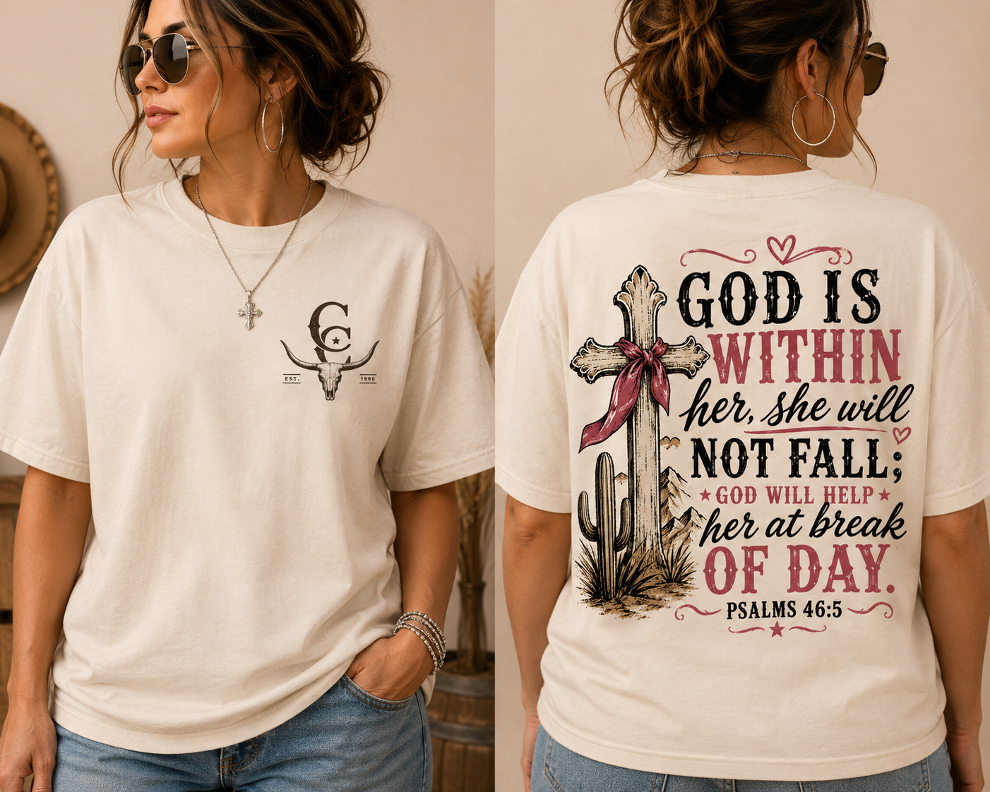God is within her T-shirt